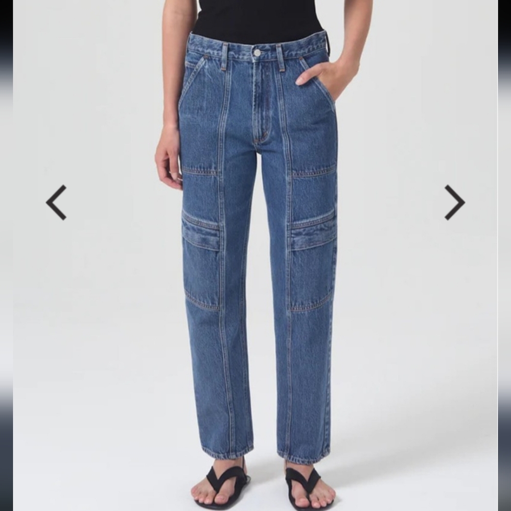 Agolde Cooper Cargo carpenter denim jeans in light wash - Picture 1 of 12